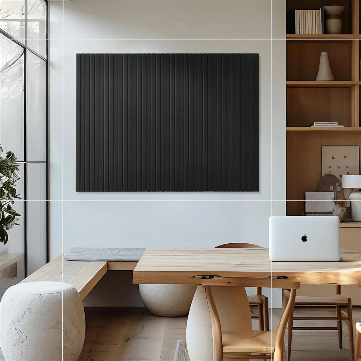 6pcs Large Black Cork Board Office Wall Paneling Felt Bulletin Slat Tile for Organizing And Displaying