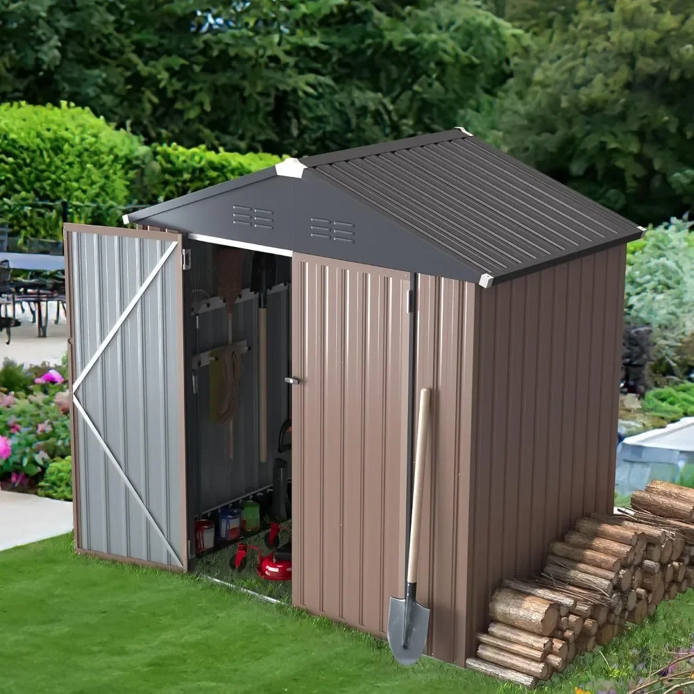 6x4 Sheds Storage Sheds & Outdoor Storage, Small Outdoor Storage Garden Shed Outside Shed kit, Galvanized Metal Utility Shed