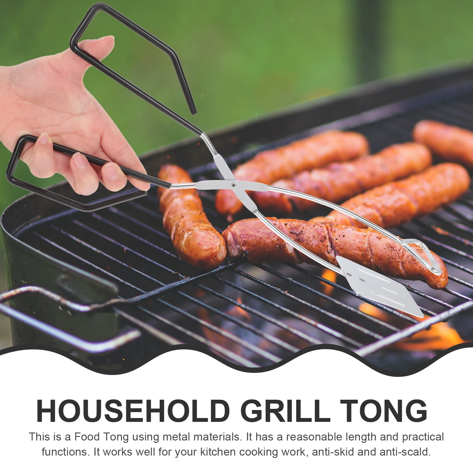 

Premium Heavy Duty BBQ Tongs Metal Kitchen Cooking Tools Ergonomic Design Slotted Clips Wear Resistant Grilling Fish Steaks