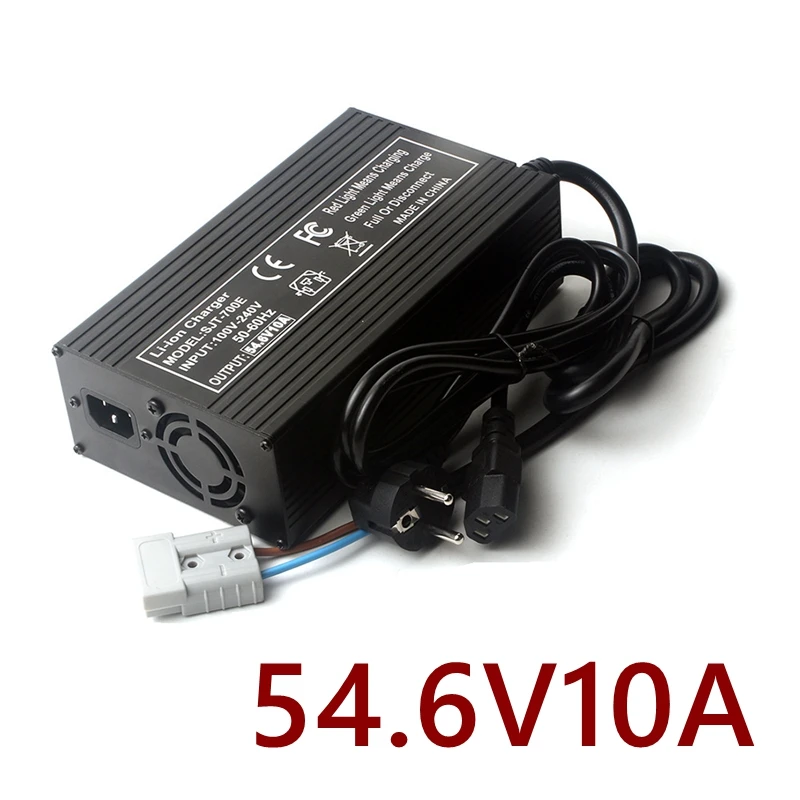 58.8V 10A Lithium Battery Charger 100-240V With Fan For 14S 52V Li-ion Cell Fast &Safe Charging