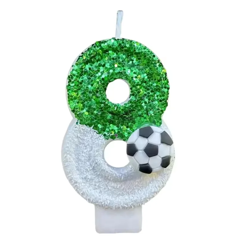 Nieuwe 0-9 nummer verjaardagskaarsen originele twee kleuren geleidelijke verandering voetbalstijl verjaardagstaart digitale feestkaarsen decoratie