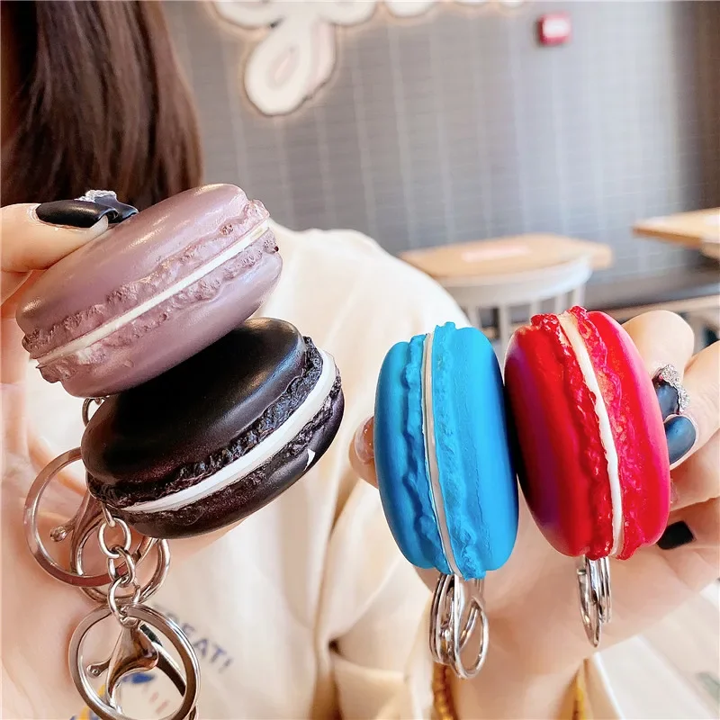 New Creative Macaron Key Chain Simulation Fashion Food Macaron Model Lovers Trend Dim Sum Car Bag Mobile Phone Pendant Gift