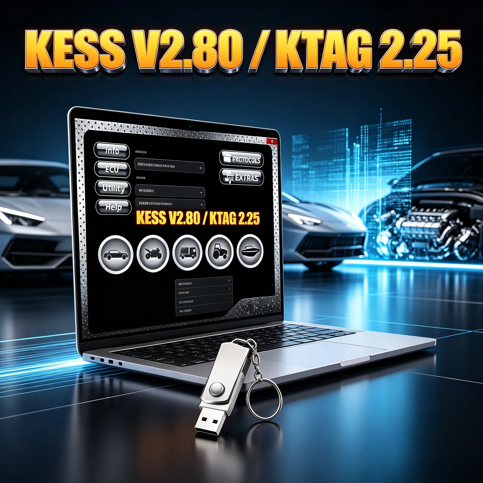 Ksuite 2.80 ECU Programmer Tool Auto Diagnostic Software for Car Truck Bike Tractor Boat - Fix RSA Error KESS V2 V5.017