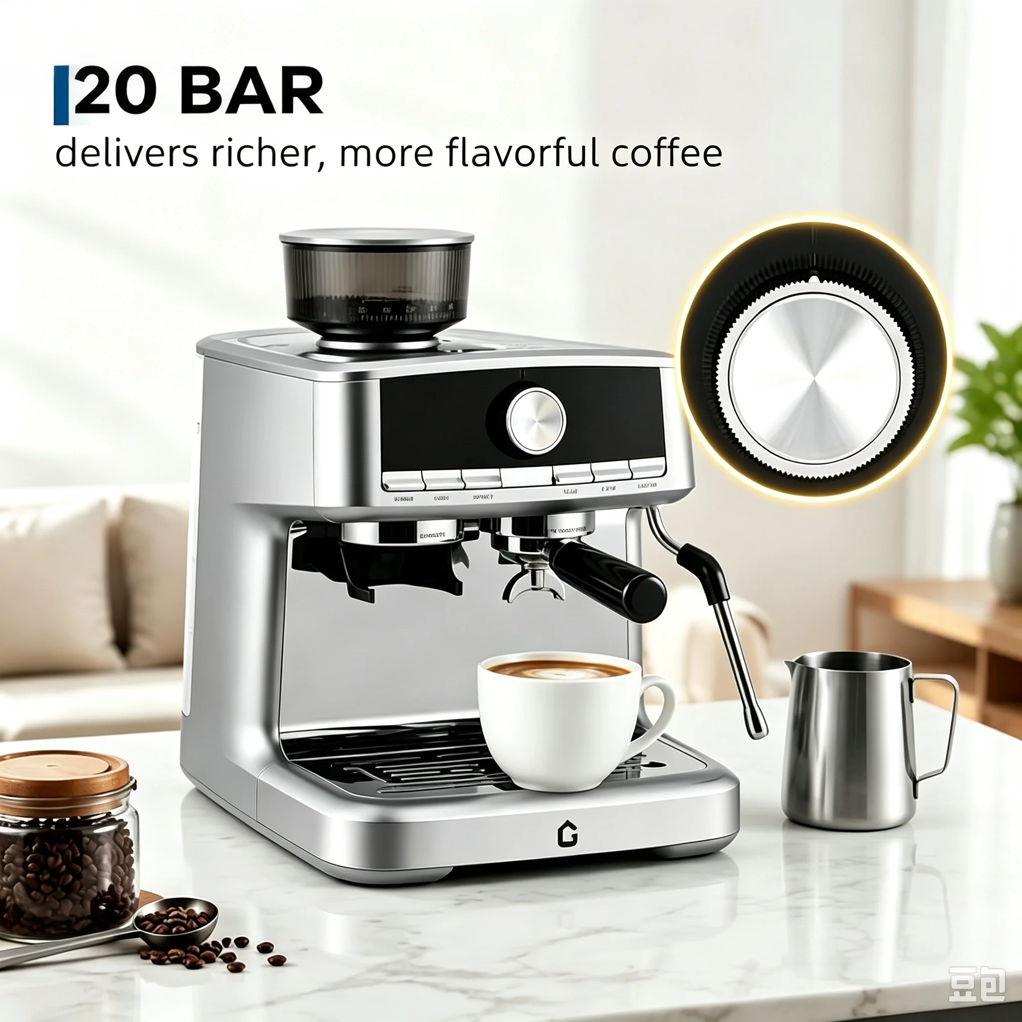 Tacleekii Coffee Maker Semi-Automatic Espresso Machine with Steam Wand  20-Bar Italian Pump,1400W Powerful Steam Wand 45oz Removable Water Tank Compact Espresso Maker for Home Cappuccino & Latte