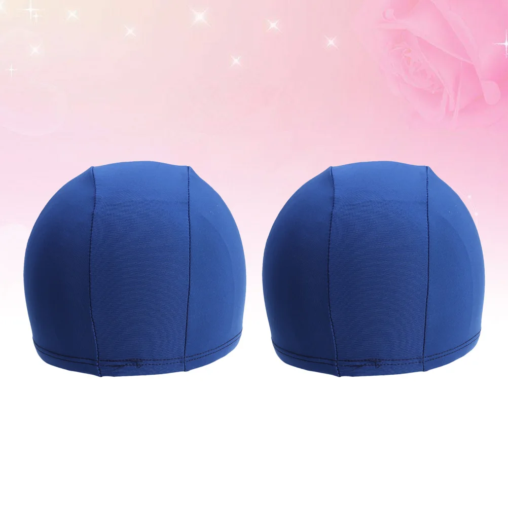 

2pcs Swim Size Quick Dry Uv Protection Elastic Fit For Long Hair Unisex Swimming Shower Caps Sapphire Blue