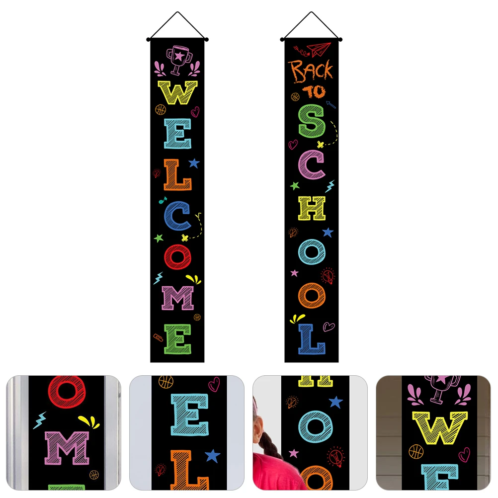 

Back To Welcome Banners Pre-Strung Door Decorations Polyester School Party Reunion Decor School Season Door
