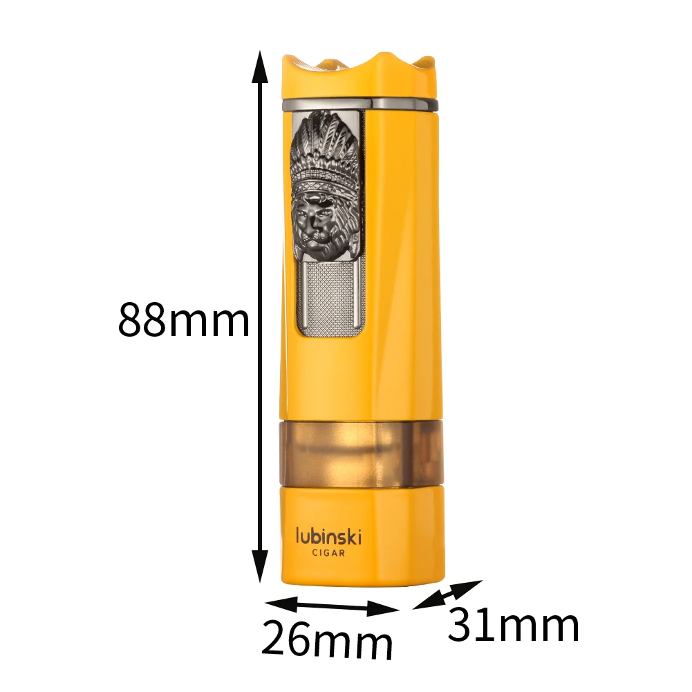 Lubinski Metal Cigar Lighter Practical with Punch Cigar Lighter Portable Torch Gas Tobacco Lighter with Exquisite Packaging