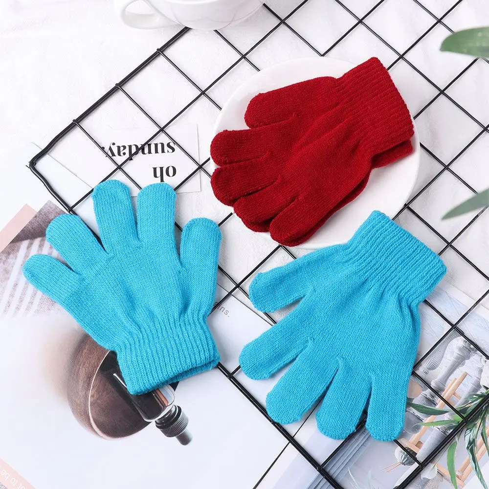 Candy Color Warm Boy Girl Stretch Children Knitted Glove