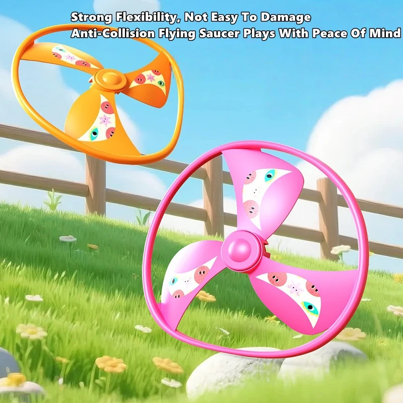 Children Pull-Line Flying Saucer Launcher No Needed Battery Kids Outdoor Sports Fun Educational Game Toys Gifts For Boy Girls