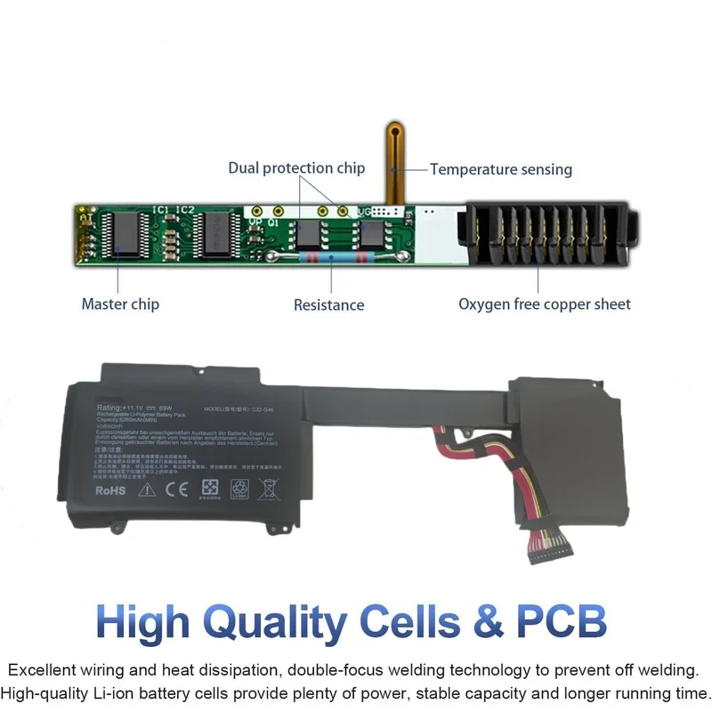 Brand New C32-G46 Battery Applicable to Asus G46 G46VW G46E G46EI363VM G46EI361VW 69W 11.1V