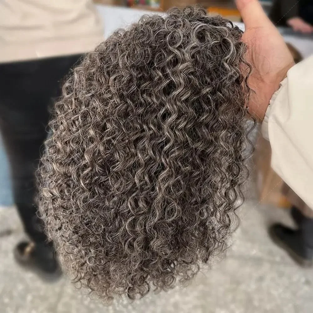 

Темно-серый вьющийся парик Боб с челкой Бесклеевые волосы Wear & Go Человеческие волосы Парики с солью и перцем Короткие серые парики с кудрявыми завитками для элегантной мамы