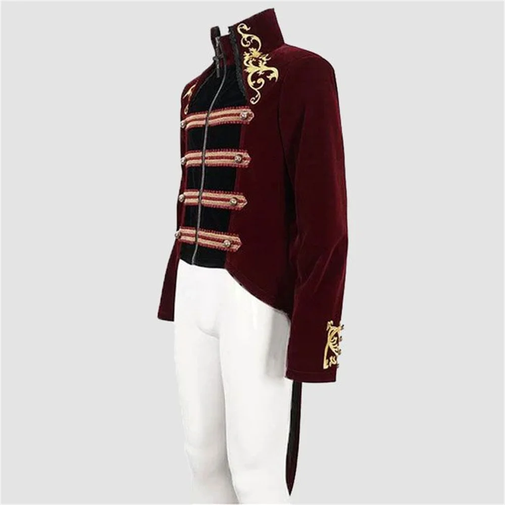 

18th Century Victorian Mens Regency Gothic Military Guard Artillery Hussar Tailcoat Jacket Hussar Parade Drummer Outfits