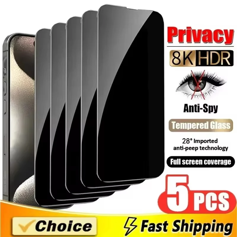 

1-5Pcs Privacy Anti Spy Tempered Glass For iPhone 17 16 14 13 12 Mini 11 15 Pro Max Screen Protectors for iPhone 16e Air X XR XS
