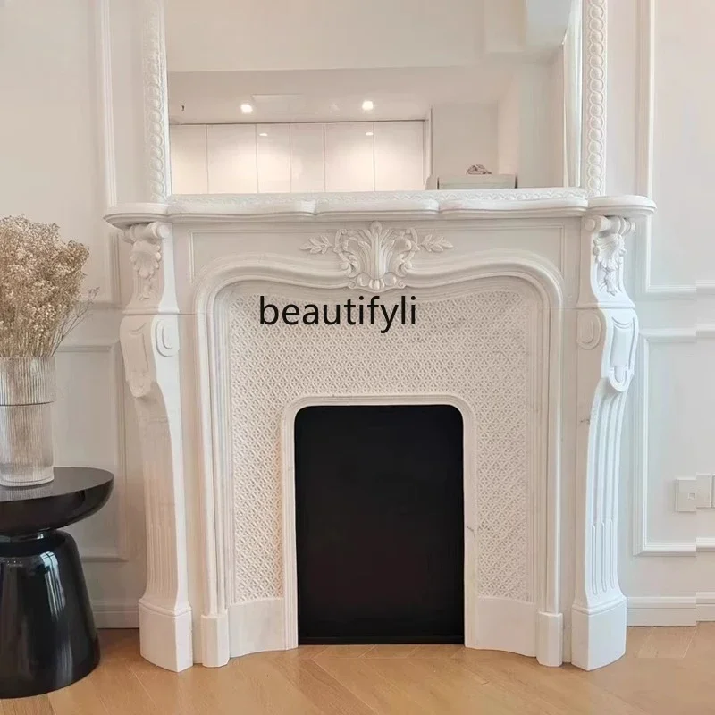 01A Sculpture French Fireplace Interior Decoration Vintage Neoclassical Stone Carving Fireplace Stone Fireplace