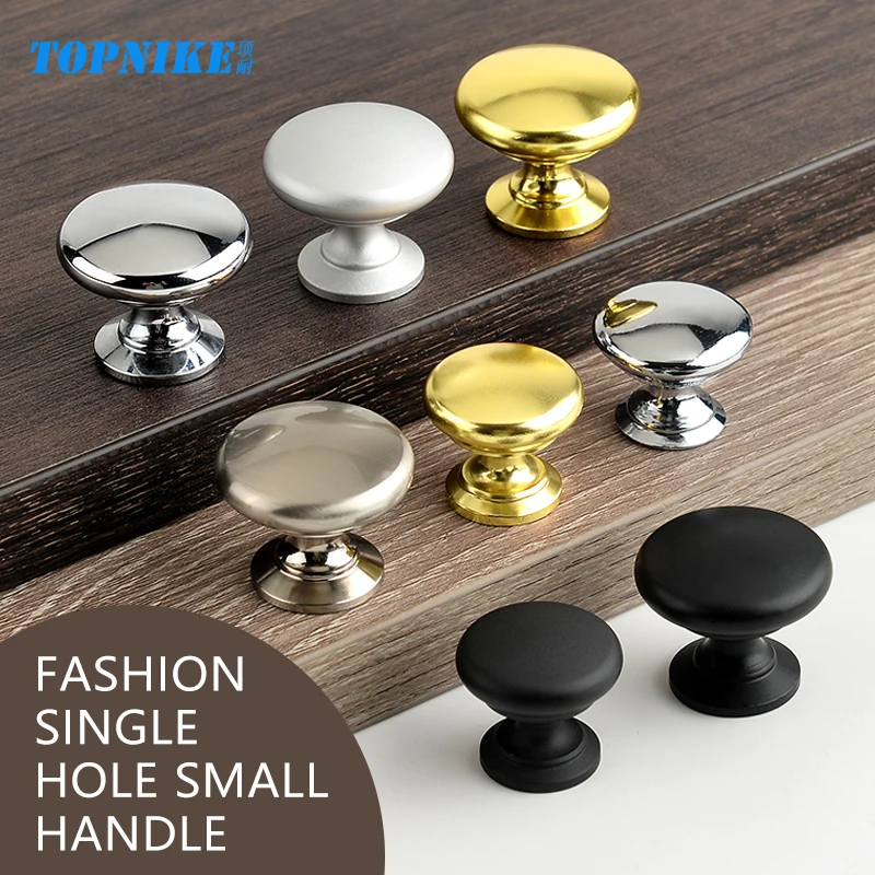 drawer knob Bathroom cabinet wardrobe door handle round shape modern style Chrome gold colour Single screw hole