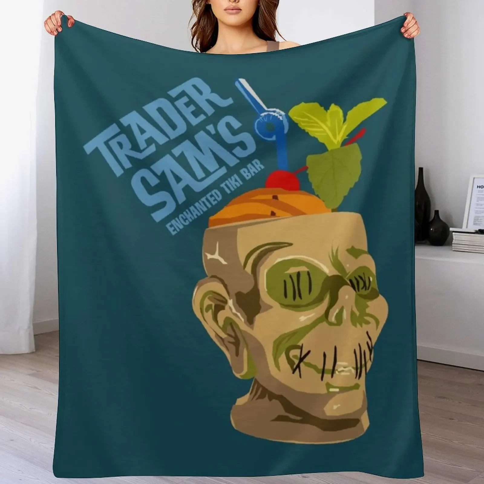 

Trader Sam's enchanted tiki bar Throw Blanket Stain Resistant Cozy Warm Blanket