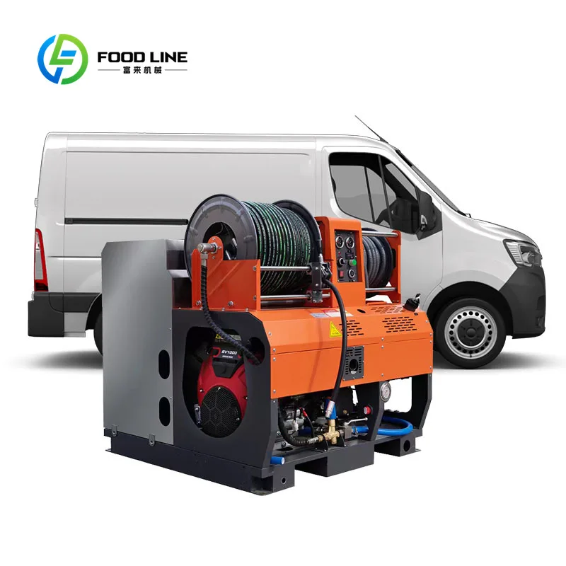 Customized pipeline jet flusher sewer dredger high pressure water jet system dual hose reels for van mounted plumbing fleets