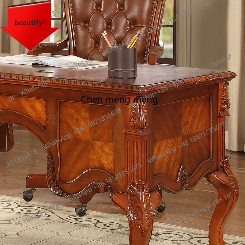 

X188 Household American solid wood computer desk retro and old high-end European combination light luxury office desk
