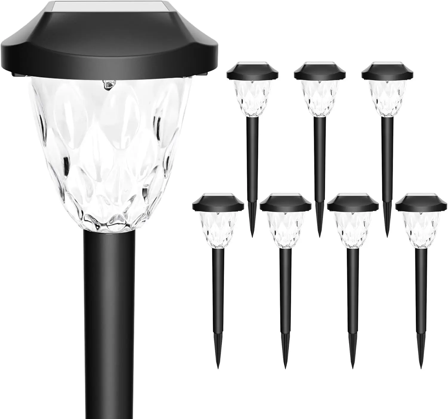 

8 Pack Solar Lights Outdoor, Solar Pathway Lights with Great Pattern, Waterproof Auto On/Off Solar Powered Light for Outside
