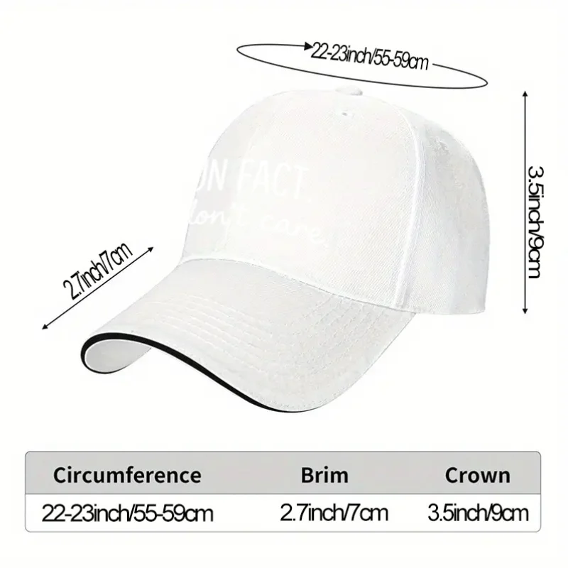 Funny Sarcastic Statement Baseball Cap I Don't Care Graphic Adjustable Outdoor Hat Unisex Polyester