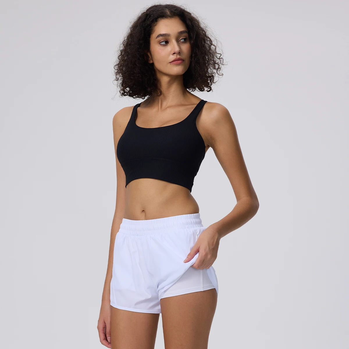 

Women's Running Shorts With Zip Pockets High Waisted Athletic Workout Gym Shorts for Women With Liner Yoga Clothing White Sports