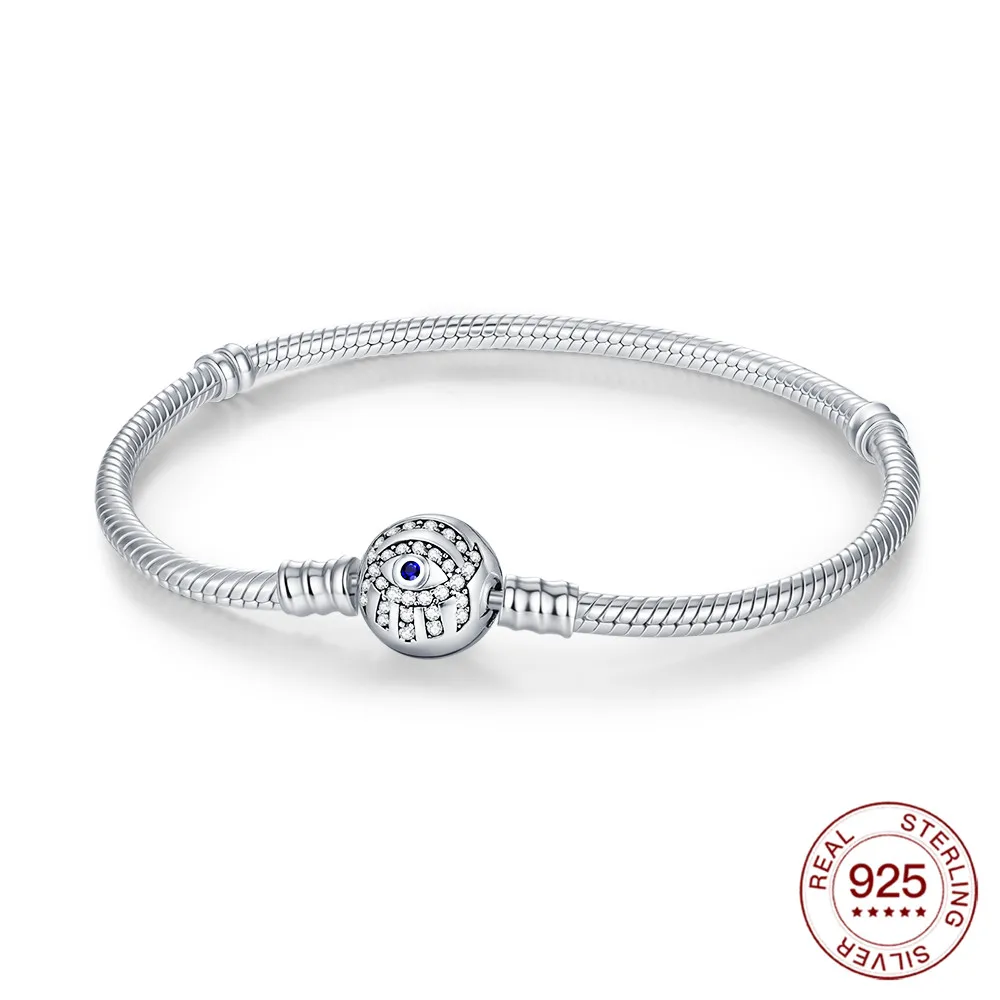 Armband aus 925er-Sterlingsilber, blaues Auge, runder Knopf, Original-Charm, Perlen, DIY-Schmuck, Liebhaber, Urlaubsgeschenke für Damen