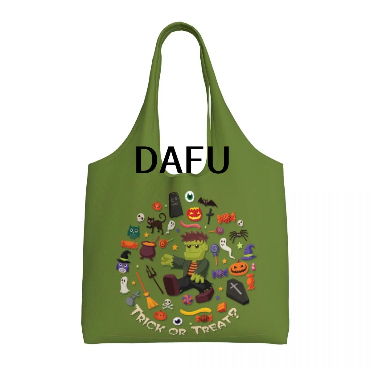 

Trick or Treat Funny Halloween Print Cotton Tote Bag - Casual Commuter Shoulder Bag for Work Grocery Shopping Trick or Treat