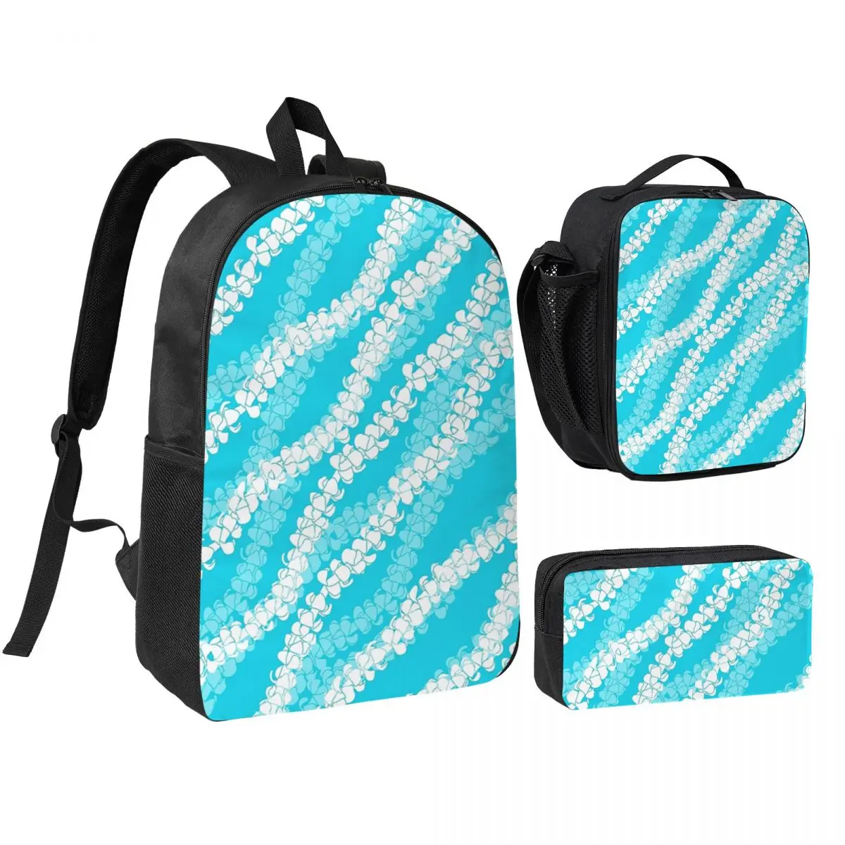 

Puakenikeni Single Leis On Turquoise Backpack Student BookBag School Bag Shoulder Bags 3ps Insulated Lunch Bag Pencil Case