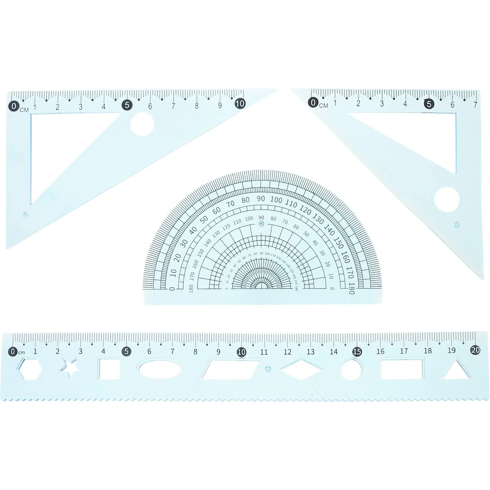 3 Sets 20cm Pink Ruler Set Protractor Triangle Measuring Rulers Students Drafting Stationery School Drawing Tool Office