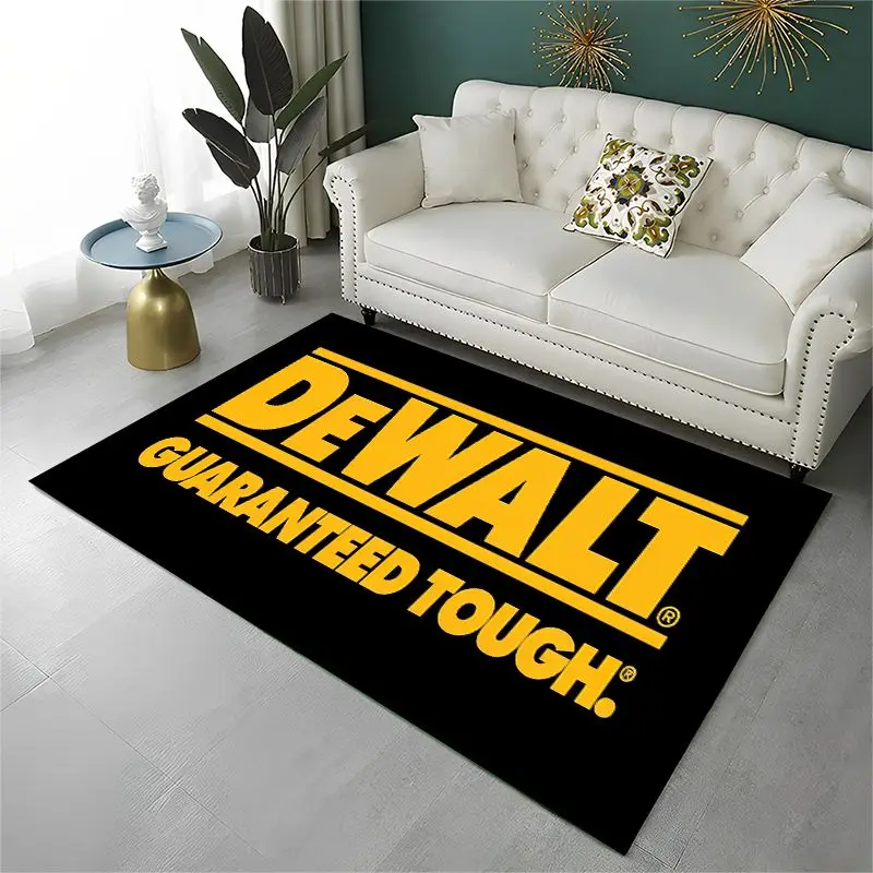 Retro D-DEWALT Electric Tools Logo Non-Slip Area Rug for Living Room,Bedroom,Playroom,Soft Carpet Floor Mat Home Decor Rug