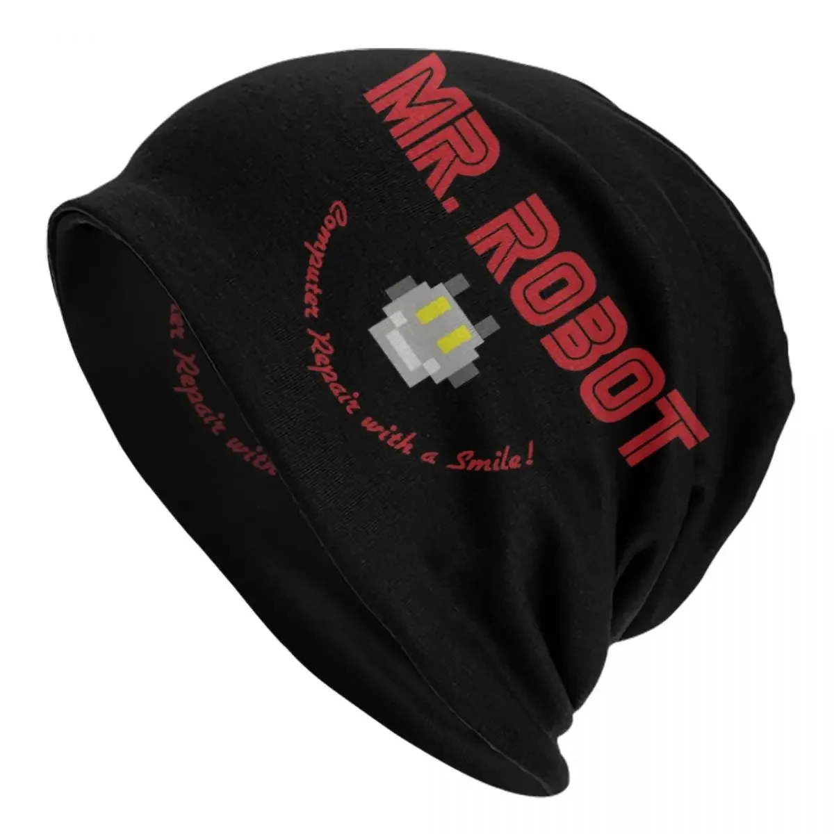 Mr Robot Repair With A Smile Skullies Beanies Caps Winter Warm Knitted Hat Unisex Hacker Programmer Developer Code Bonnet Hats