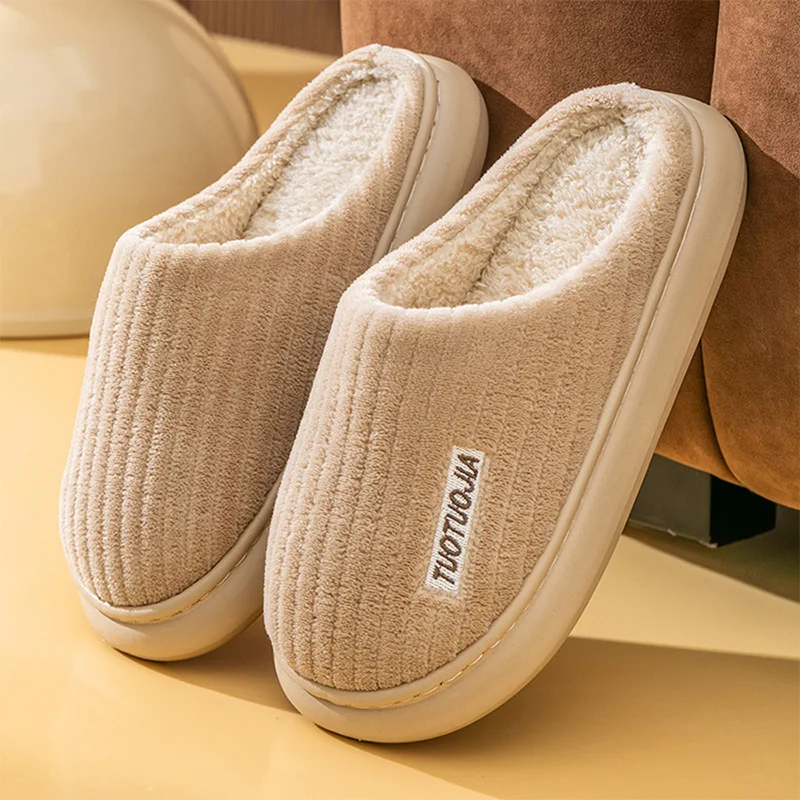 Pmoiste Women Soft Flannel House Slippers EVA Platform Cushion Comfortable Warm Designer Home Shoes Slip-on Indoor High-quality