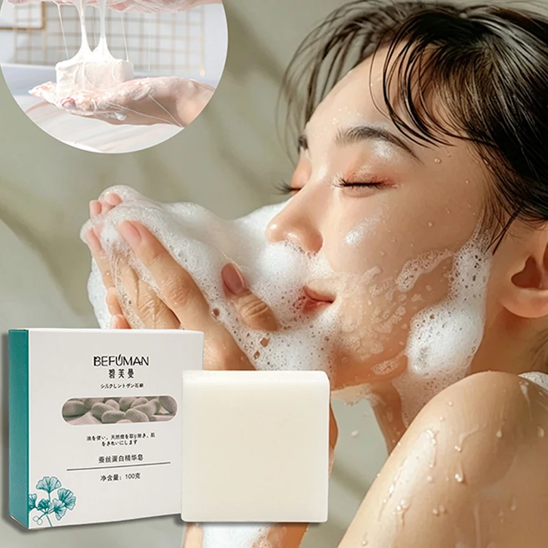 Silk Protein Goat Milk Handmade Soap Amino Acid Gentle Oil Control Cleansing Bar Brightening Skin For Body Washing Skin Care