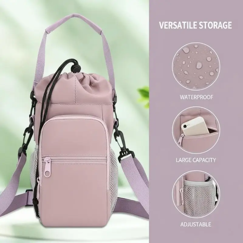 !_!Water Bottle Bag With Adjustable Strap and Zippered Phone Pocket Durable Lightweight For Travelers and Athletes