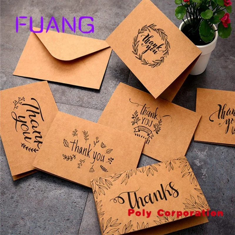 Custom  Factory Directly Sale Custom Greeting Noted Card Printing Paper Cardboard Pink Thank You Cards with Logo