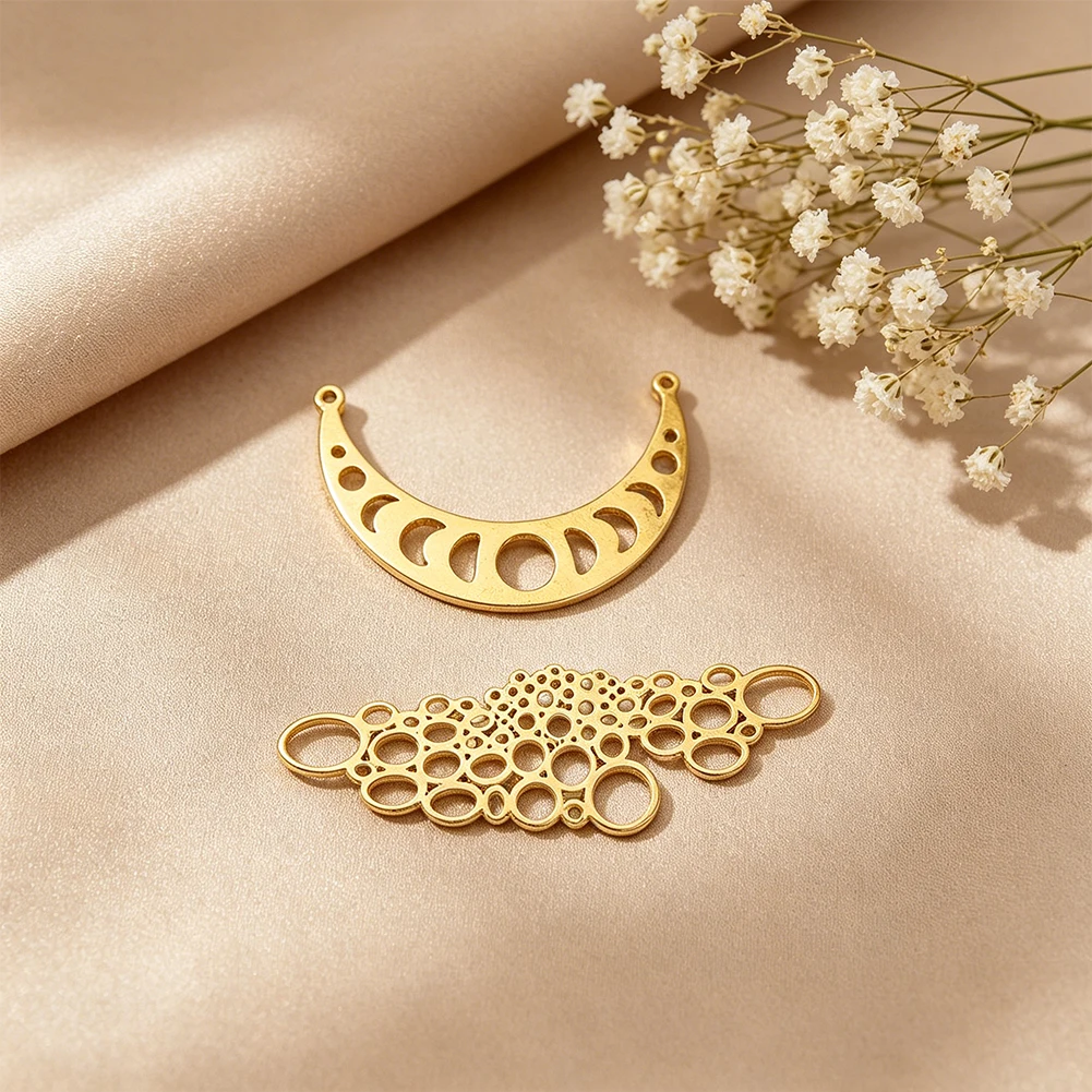 Crescent Multi Ring Bubble Shaped Ornament Openwork Copper Beading Pendant DIY Wedding Christmas Hanging Decorative Accessory