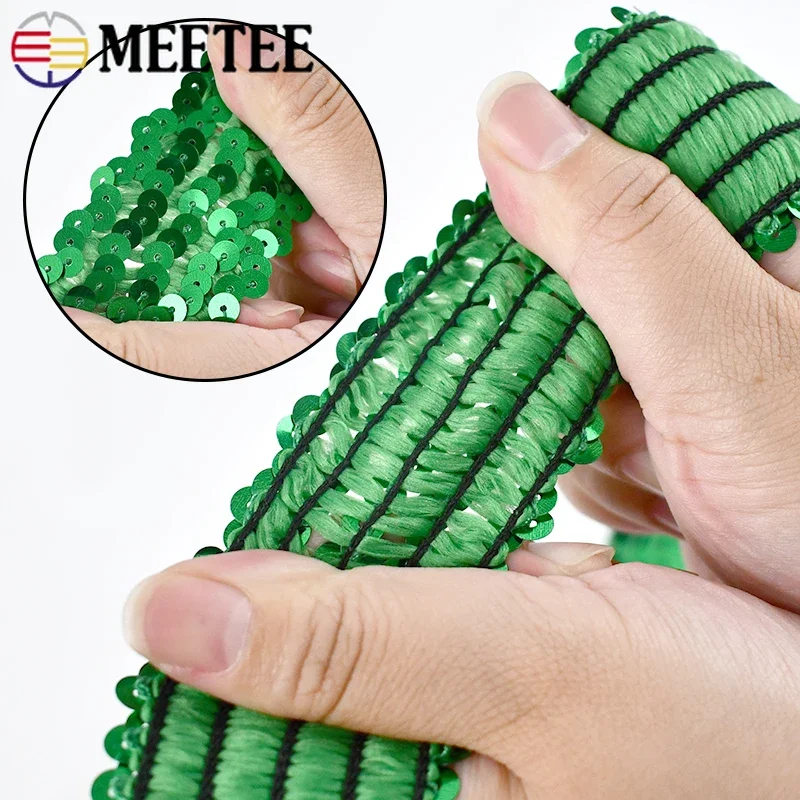 2/5Meter 45Mm Pailletten Veters Elastische Band Kant Trimmen Stretch Lint Feestjurk Kleding Decor Bands diy Naaien Accessoires