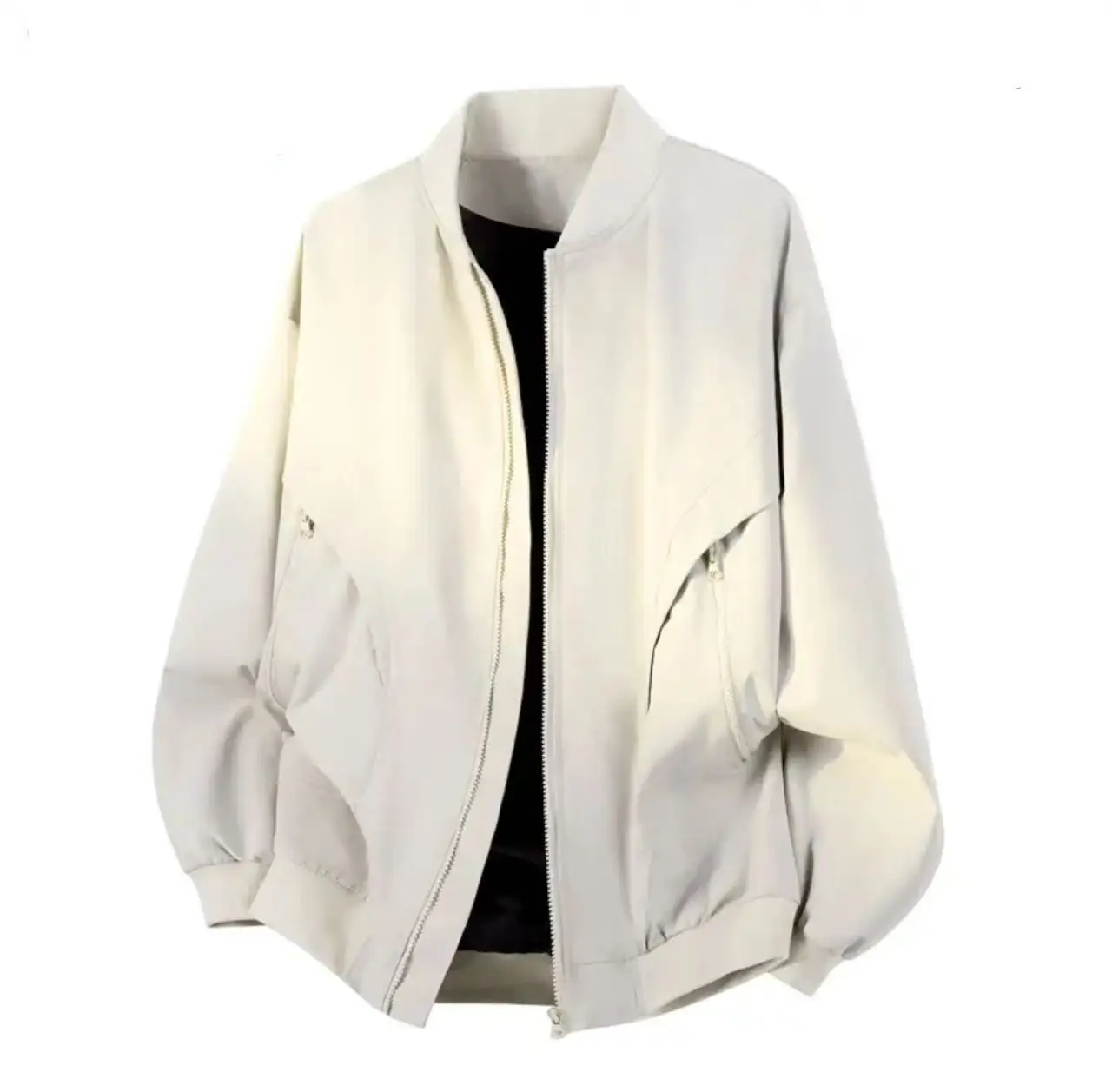 

Autumn and Winter Baseball Jackets Men Zipper Pocket Solid Color Couple Clothing Loose Hot Breathable Comfortable