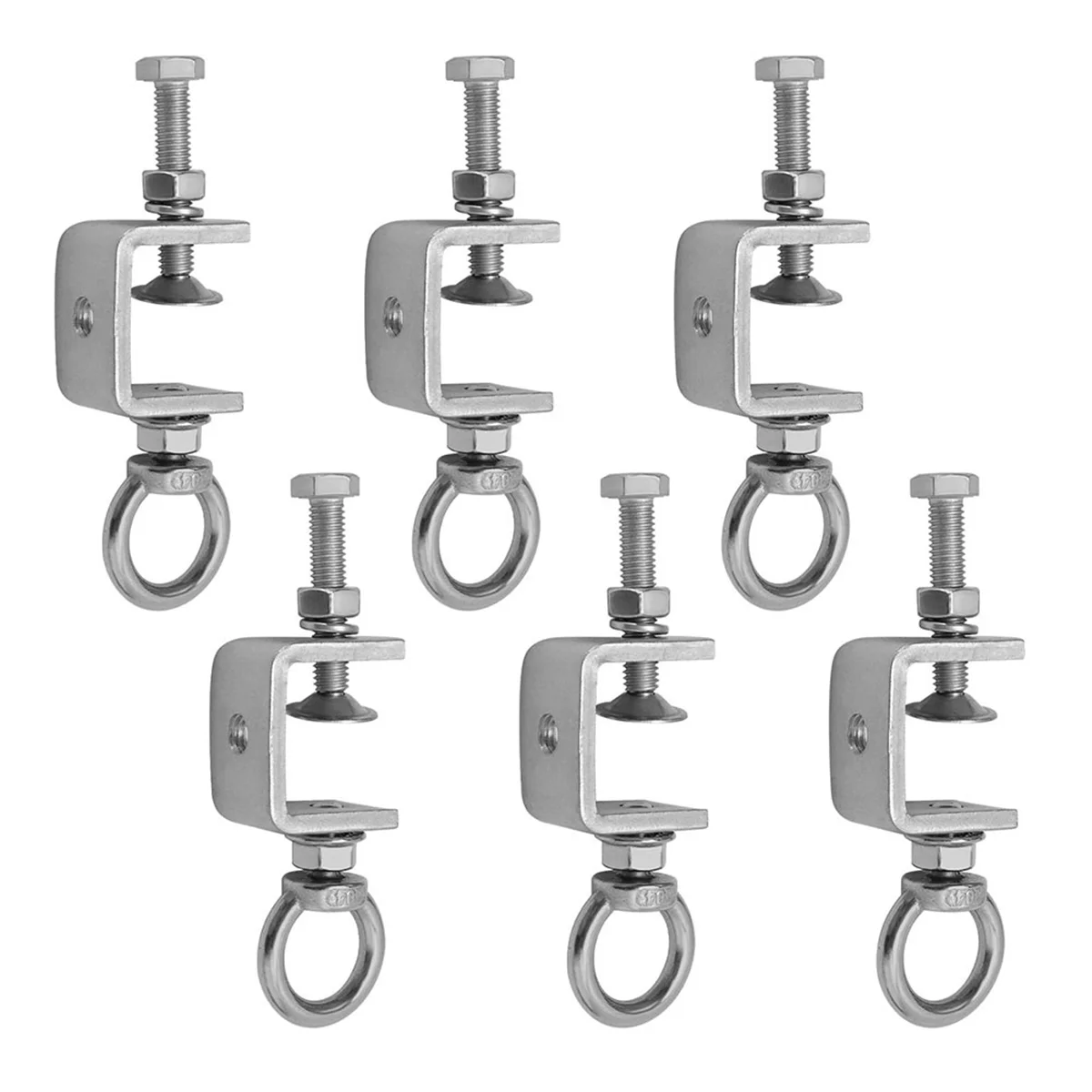 A002 6 قطع 1 بوصة 25 مم C-Clamps، مشبك شعاع من الفولاذ المقاوم للصدأ مع حلقة لولبية من الفولاذ المقاوم للصدأ M8، مشابك على شكل حرف U بتصميم I-Beam