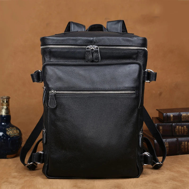 

High Quality Men's Genuine Leather Backpack Soft Cow Skin Travel Backpack 15.6" Laptop Shoulder Bagpack Men Male Daypack