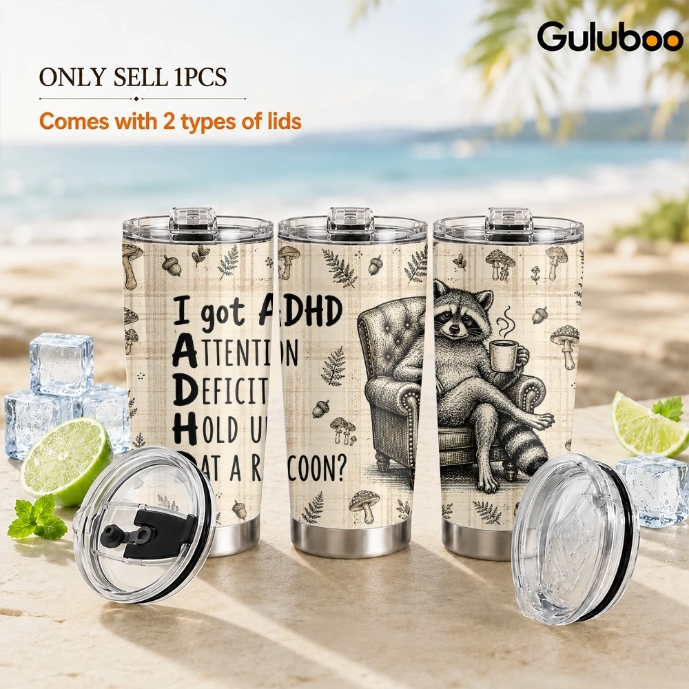 ADHD Funny Quote Vacuum Flasks 20oz Stainless Steel Insulated Coffee Tumbler Double Wall Travel Mug with 2 Lids Straw Drink Cup