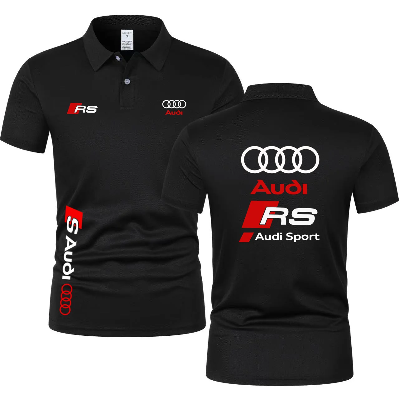 Polo de Manga Corta Audi RS Sport para Hombre, Camiseta Casual para Entusiastas de Autos, Cuello Camisero, para Golf y Tenis