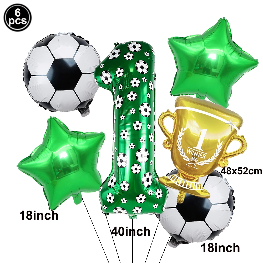 6 Stück/1 Set Fußball-Ballons Geburtstagsparty-Zubehör 40 Zoll Zahlen-Ballon-Set Fußball-Trophäen-Ballon Babyparty-Dekoration – Detail 2