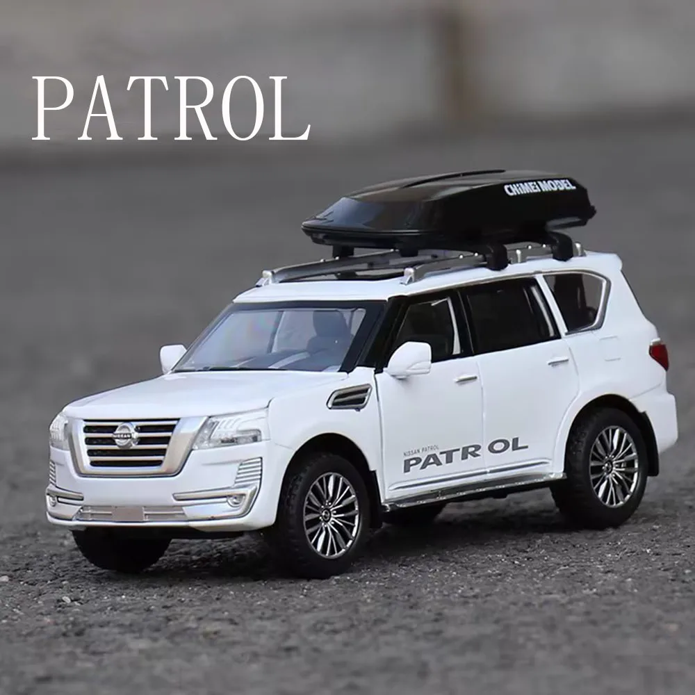 1:32 Nissan Patrol Cars Toys Alloy Diecast Models with Pull Back Light Sound Miniature Vehicle Rubber Tires Car Model Boys Gifts