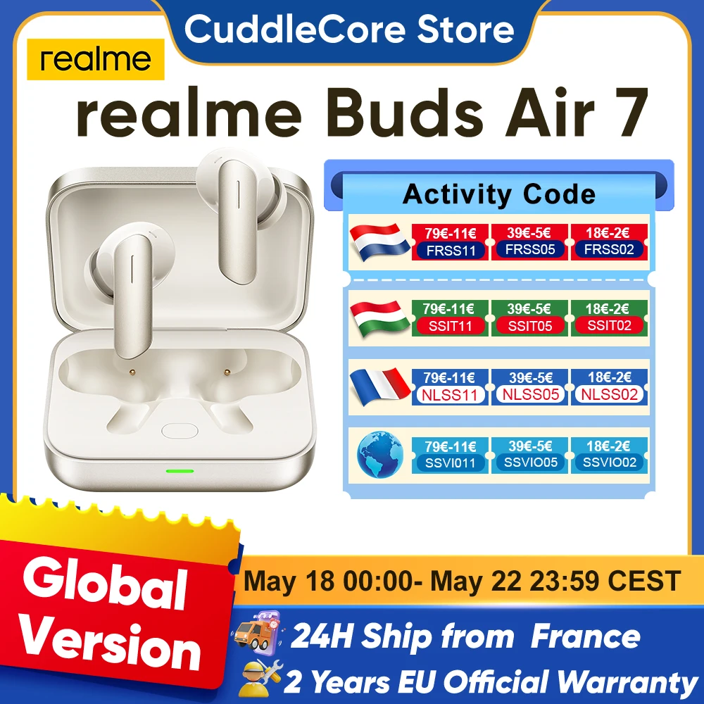 realme Buds air 7 sans fil Bluetooth casque smartphone autonomie de la batterie 52 heures s'adapte realme gt7 pro realme 16 Pro Plus