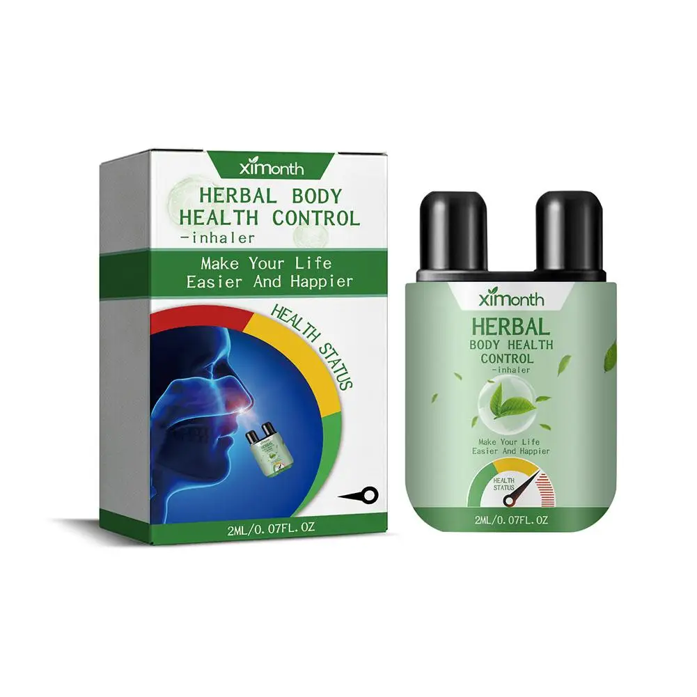 Inhalador de Control de la salud corporal a base de hierbas, dispositivo de limpieza de la nariz vegana, refrescante el despertar Nasal, respiración, caja para la nariz y el cerebro, D1T9