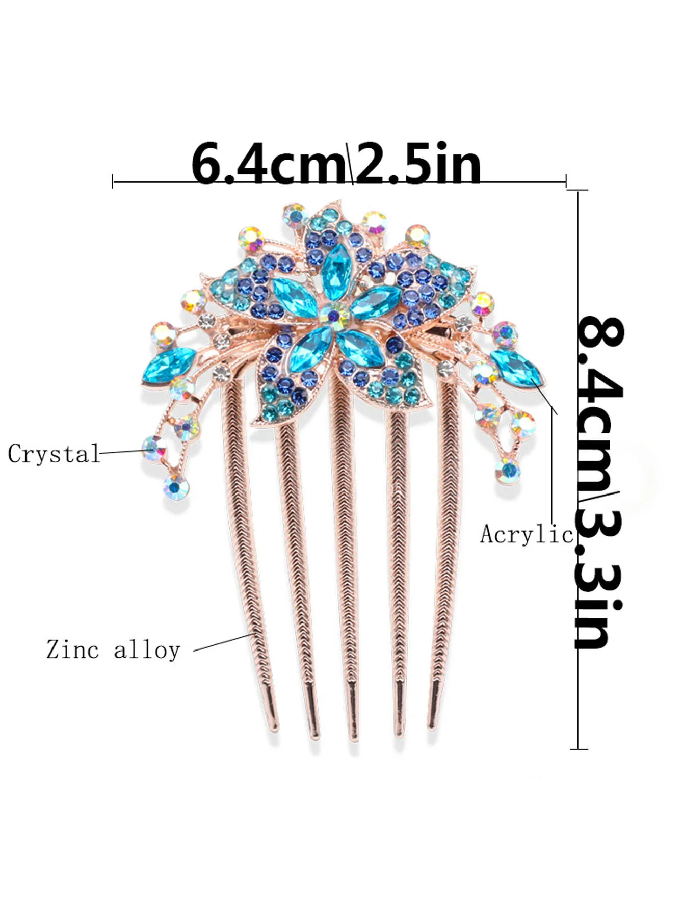 1/3 Buah Sisir Rambut Bunga Kristal Modis untuk Wanita Updo & Aksesori Rambut Pernikahan