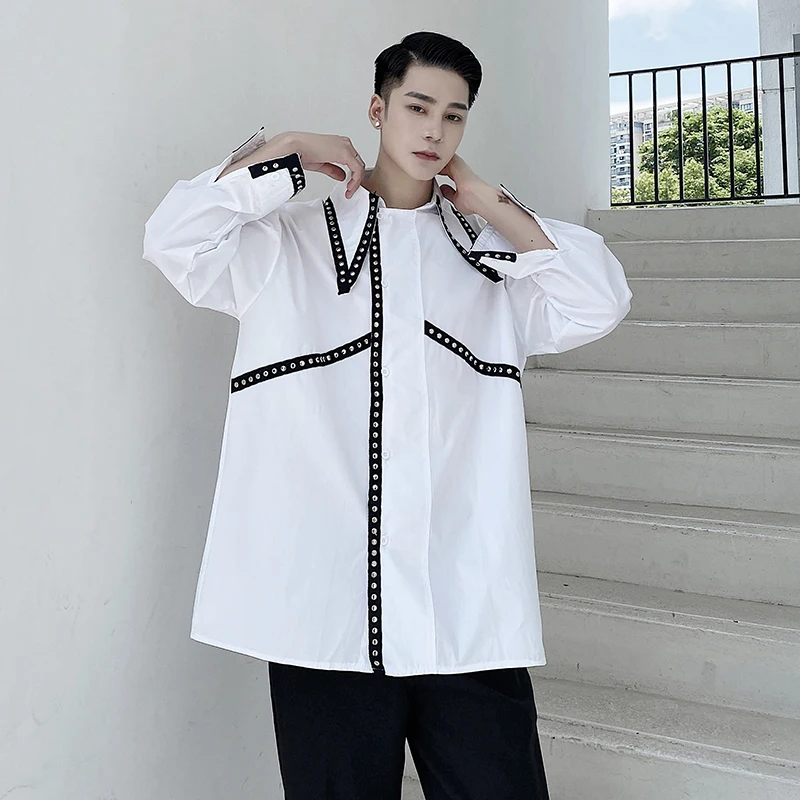LUZHEN Design Patchwork 2026 Diamond Spring Outline Original Personalized Long Sleeve Shirts Men's Fashion Handsome Tops JY8422
