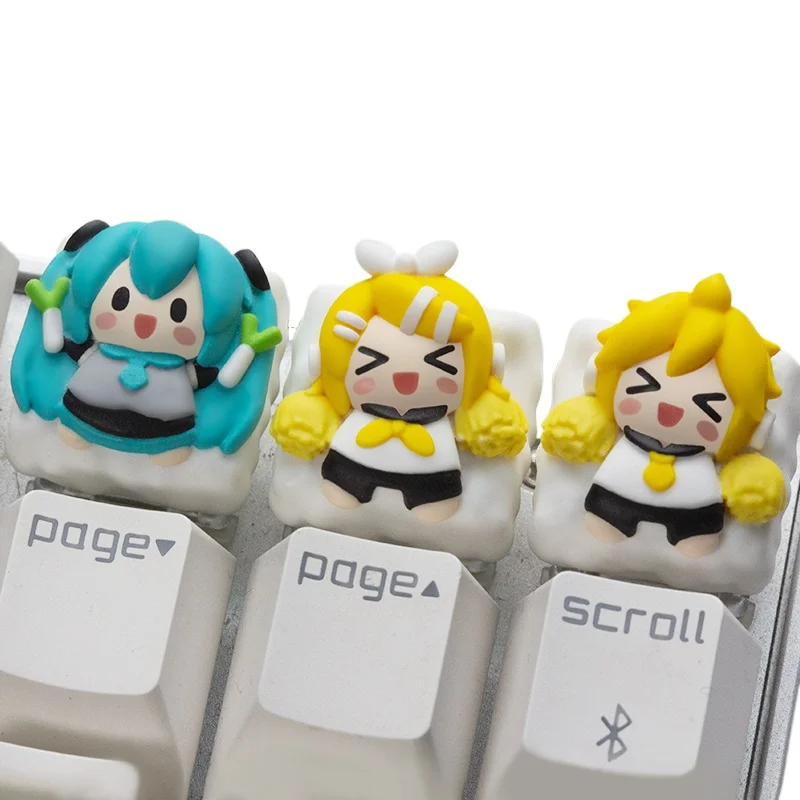 vocaloid-miku-rin-len-twins-lobo-kawaii-keycap-accessoires-de-clavier-personnage-d'anime-marchandises-remplacement-de-touches-de-clavier-touches-uniques