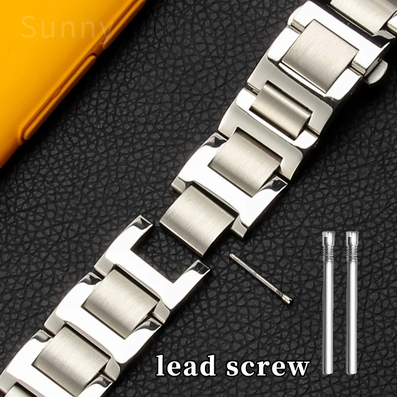 Solid Steel Strap for Cartier Blue Balloon Watch Band Steel Belt Convex Interface Watch Chain Men Women 8mm*14mm 16mm 12mm*20mm